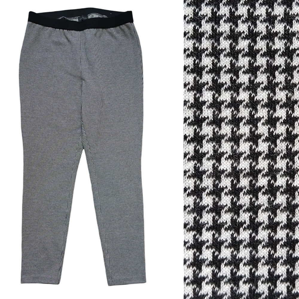 Talbots The Soho Ankle Pant Black White Mini-Houndstooth Skinny Pull On Stretch
